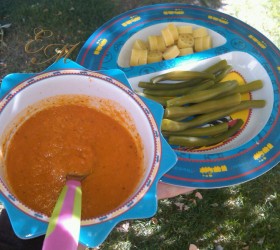 tomato soup w noodles and beans