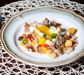 Acorn squash, Red potato and Andouille Sausage Hash