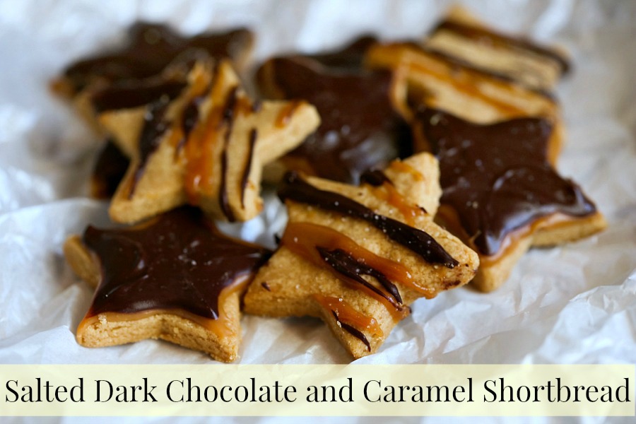 Salted Dark Chocolate and Caramel Shortbread Cookies