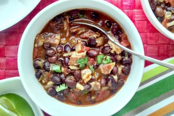 This recipe is perfection in a bowl. Black Bean Soup with bacon. Yum! // evolvingmotherhood.com