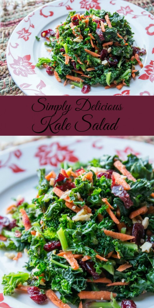 Delicious and easy kale salad recipe with a tangy lemon vinaigrette your whole family will love // evolvingmotherhood.com